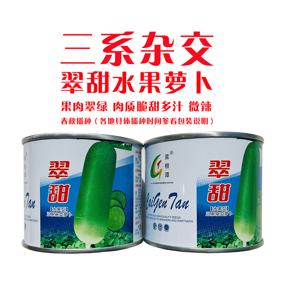 翠甜水果萝卜种子青皮青肉脆甜多汁萝卜种籽三系杂交萝卜种籽