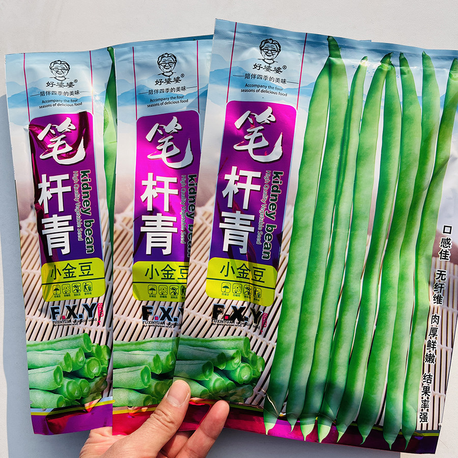 笔杆青红花四季豆架豆种子高产抗病蔓生无限生长偏圆形豆角种籽子