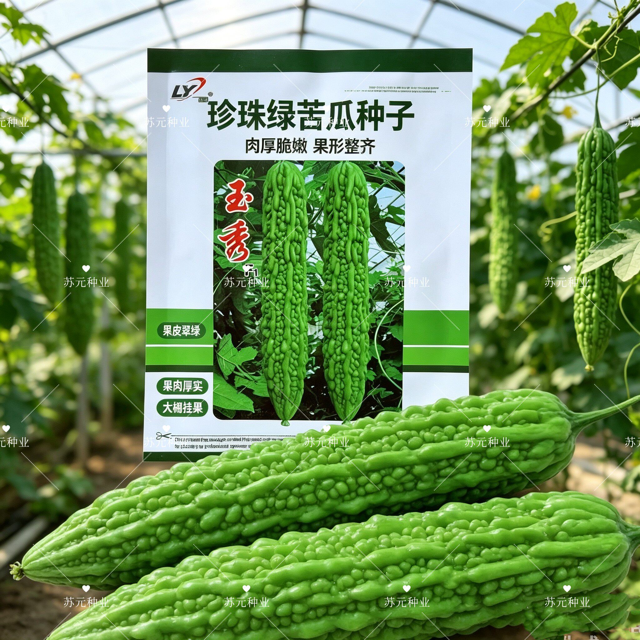 玉秀苦瓜种子果皮深绿有光泽雌花率高耐低温高产抗热耐湿耐贮运