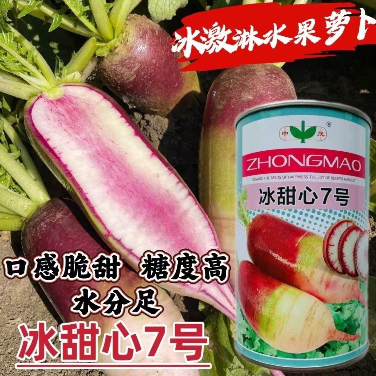 冰甜心7号冰激凌水果萝卜种籽高产秋季三色甜脆水果萝卜种子