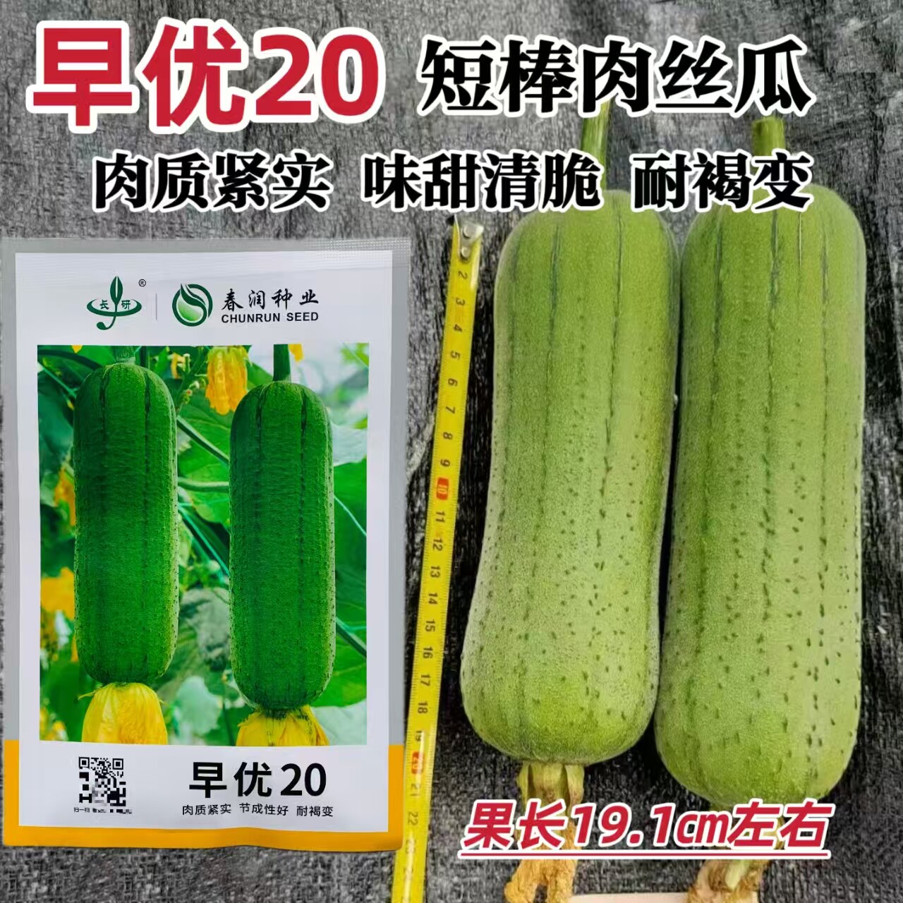 早优20丝瓜种子短棒高产早熟肉丝瓜种子阳台瓜籽种子味甜清脆抗病