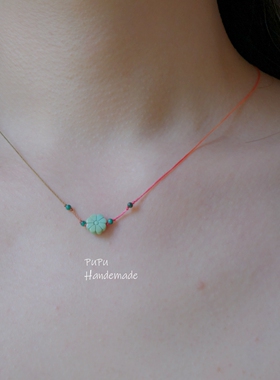 扑扑制物/温柔雏菊花】孤品原创设计湖北绿松石项链小众个性特别
