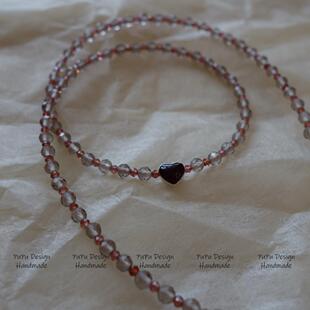 扑扑设计｜小黑心~独家原创超美石榴冰曜石项链小众唯美法式锁骨