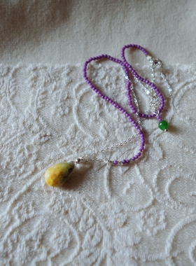原创设计紫云母大黄蜂石项链