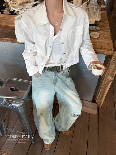 翻领衬衫女薄款高腰洋气夹克上衣