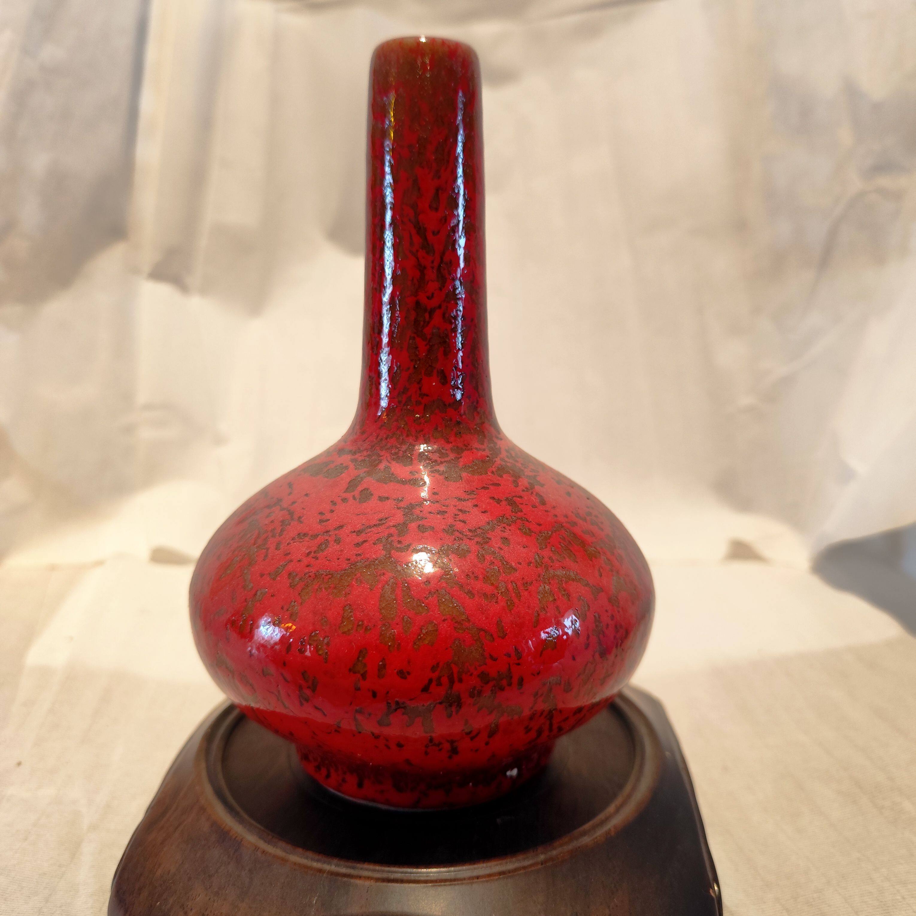 古玩瓷器古董收藏清代康熙年制红釉胆瓶古玩瓷器真品旧货