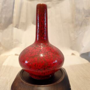 古玩瓷器古董收藏清代康熙年制红釉胆瓶古玩瓷器真品旧货