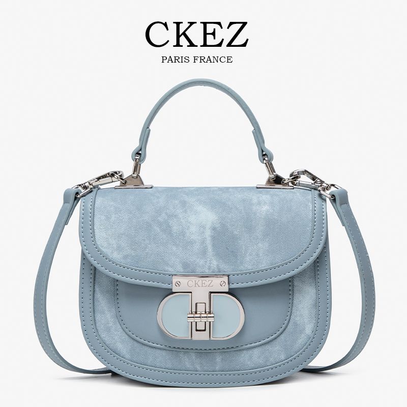 CKEZ正品小众轻奢撞色包包女2024新款小方包高级感手提单肩斜挎包