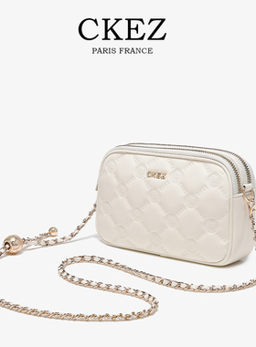 CKEZ正品小众轻奢撞色链条包包女2026新款小方包高级感单肩斜挎包