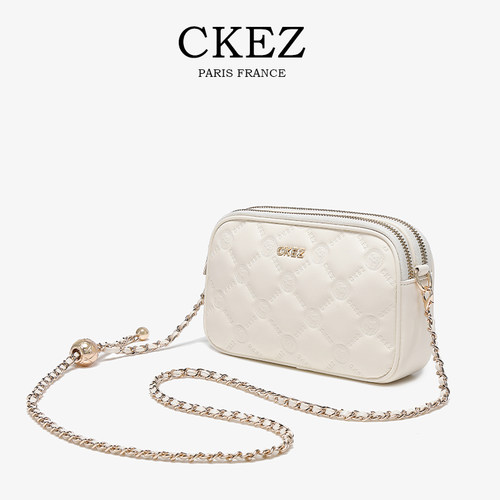 CKEZ轻奢撞色链条小方包斜挎