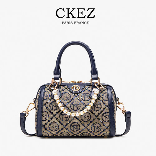 CKEZ正品包包女式2025新款小众百搭高级感小圆包手提单肩斜跨包包