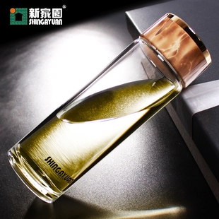 新家园玻璃杯单层男女士便携水杯透明加厚耐热无滤网高档泡茶杯子