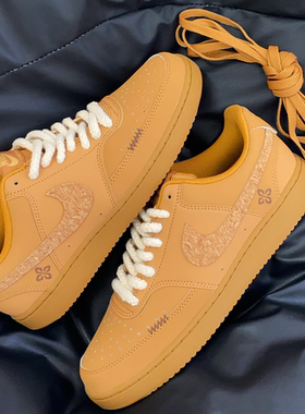 球鞋定制 Nike/耐克 Court Vision 原木印花美拉德小麦色男子板鞋