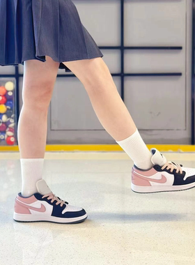 球鞋定制 Jordan Air Jordan 1 'Iron Grey'黑粉女子低帮百搭板鞋