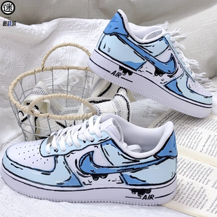 耐克 Air Force 球鞋 空军一号男女板鞋 Nike 1漫画天空二次元 定制
