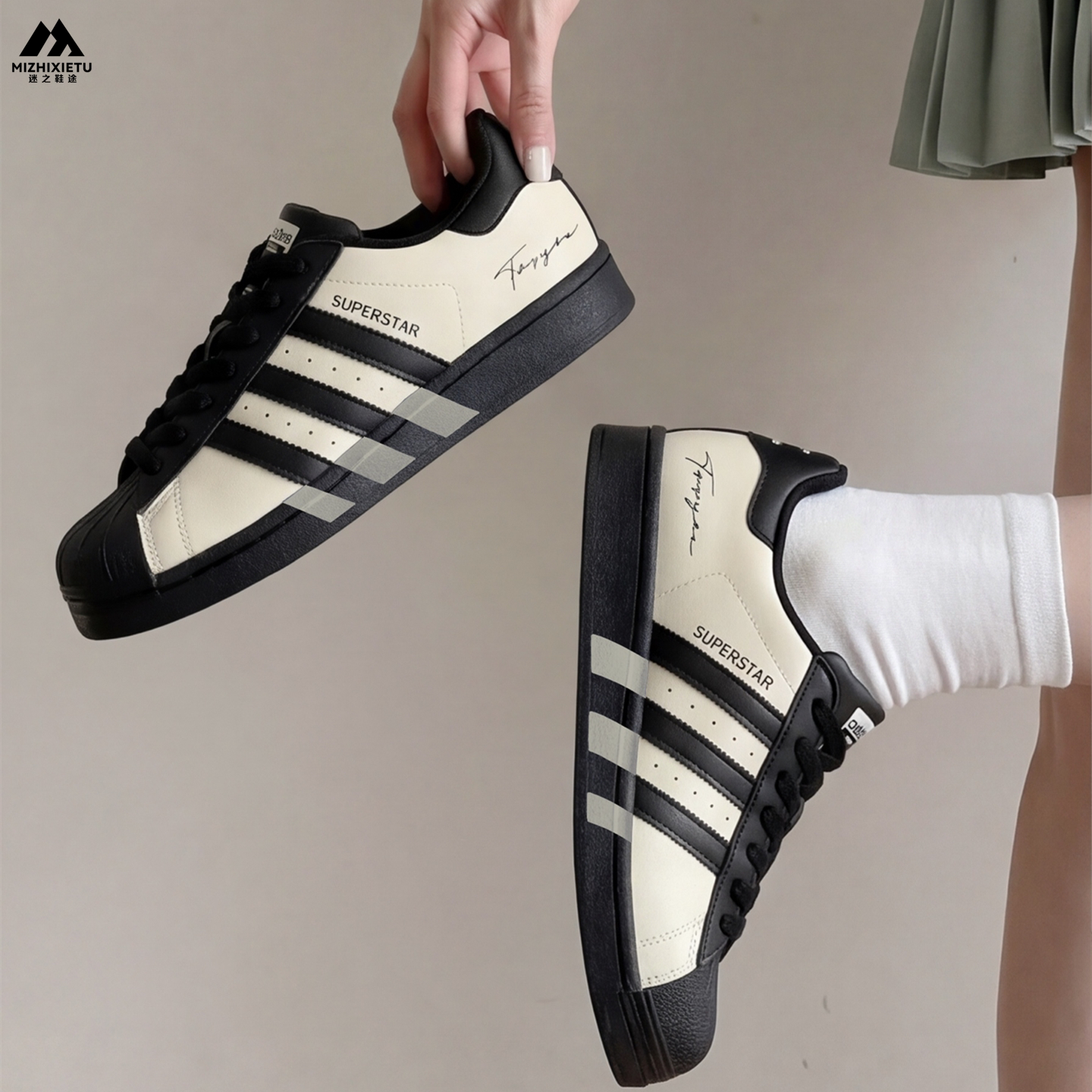 球鞋定制 Adidas/阿迪达斯 originals 奥利奥女子百搭贝壳头板鞋