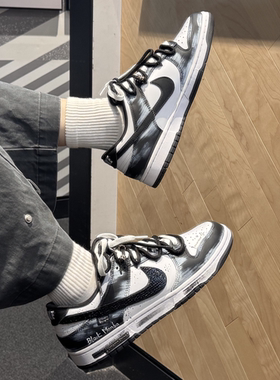 球鞋定制 Nike/耐克 Dunk 死神曼巴解构涂鸦贴皮男女子低帮板鞋