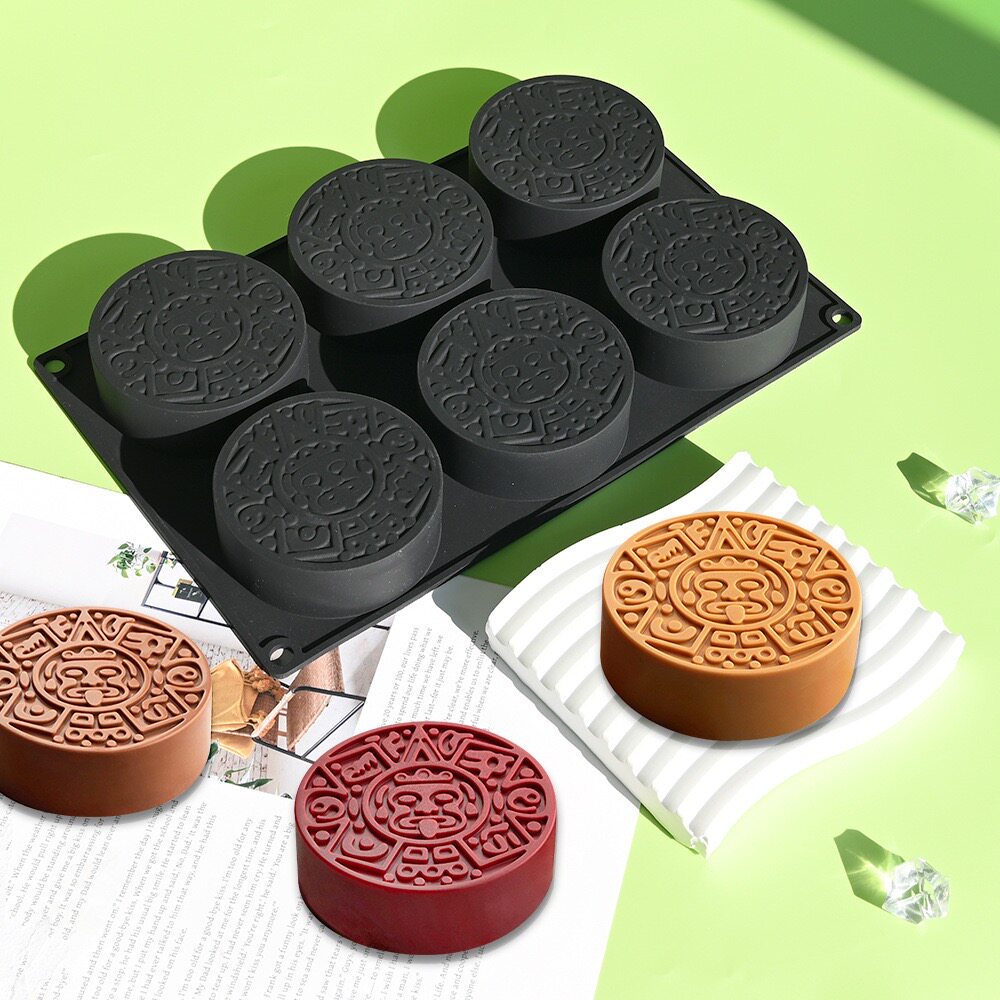 南美风味甜品玛雅图腾人脸慕斯蛋糕硅胶模果冻喷砂巧克力西点模具