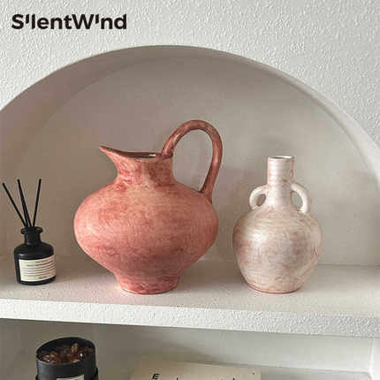 SilentWind侘寂风手绘陶瓷花瓶组合摆件家居桌面玄关民宿插干花器