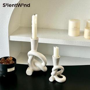 SilentWind侘寂风高颜值绳结陶瓷烛台香薰蜡烛托家居民宿桌面摆件