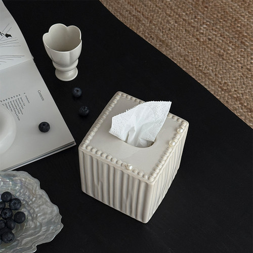 高颜值浮雕珍珠陶瓷卷纸纸巾盒
