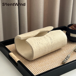 SilentWind寂风洞石纸巾盒客厅茶几高档轻奢桌面摆件创意抽纸盒