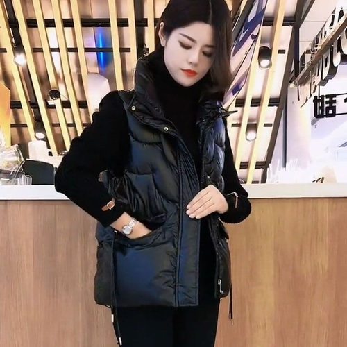 棉马甲女2025秋冬新款亮面背心