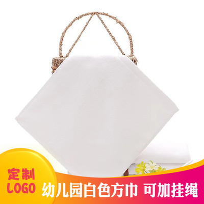 宾馆白色纯棉ktv抹布挂钩小方巾