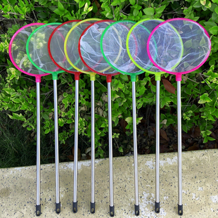 方圆形鱼捞钢把特大号密网捞虾卵水蚤残渣鱼网儿童玩具清洁工具