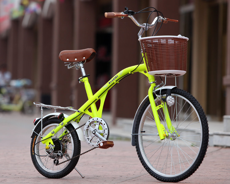 新款钓鱼车自行车女式大小轮变速前24寸后16寸城市淑女复古轻便