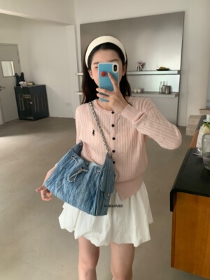 25bag渐变牛仔水桶包抽绳链条腋下包小众高级感通勤单肩斜挎包女