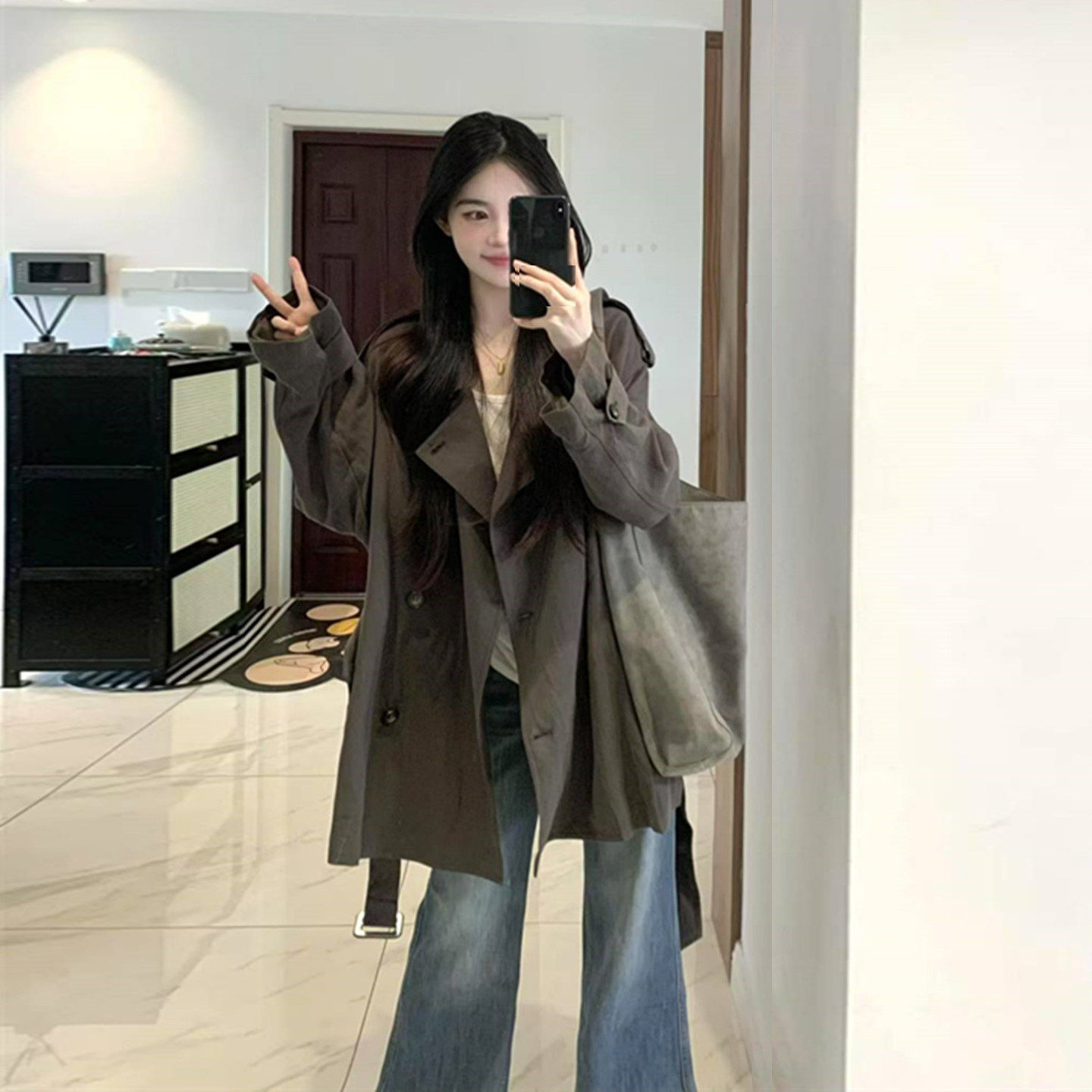 通勤廓形风衣外套女2026