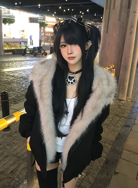 麂皮绒座山雕毛茸茸棉服女2025冬季新款加厚美式cleanfit棉衣外套