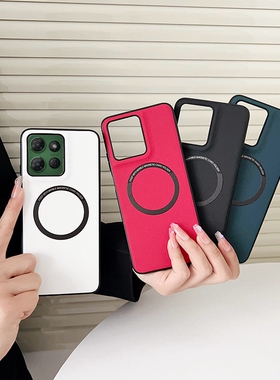 适用MOTO Edege60s/60 Fusion手机壳简约商务个性创意皮纹磁吸男女款防摔保护套潮