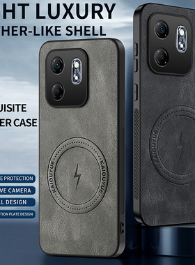 适用传音HOT50i手机壳复古纳帕纹磁吸简约商务个性创意防摔HOT50pro/HOT60pro防摔男女款保护套潮