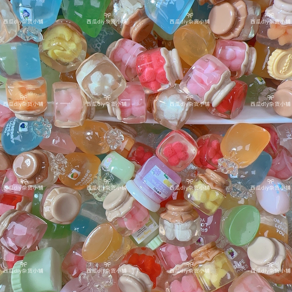 定制款仿真食玩草莓罐头黄桃罐头立体果酱配件diy场景娃娃屋材料