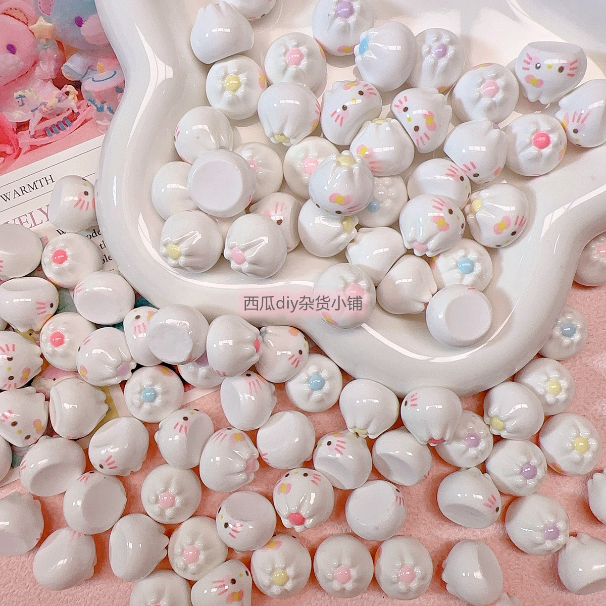 迷你立体猫咪小包子diy仿真树脂配件手机壳手工发夹头绳饰品材料