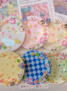 定制微缩小新卡通盘子食玩捏捏装饰摆件 diy奶油胶手工树脂配件