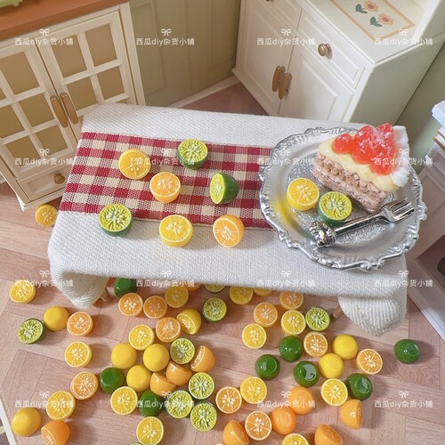 微缩食玩娃屋场景diy手工冰箱贴树脂配件仿真迷你立体半切小金桔