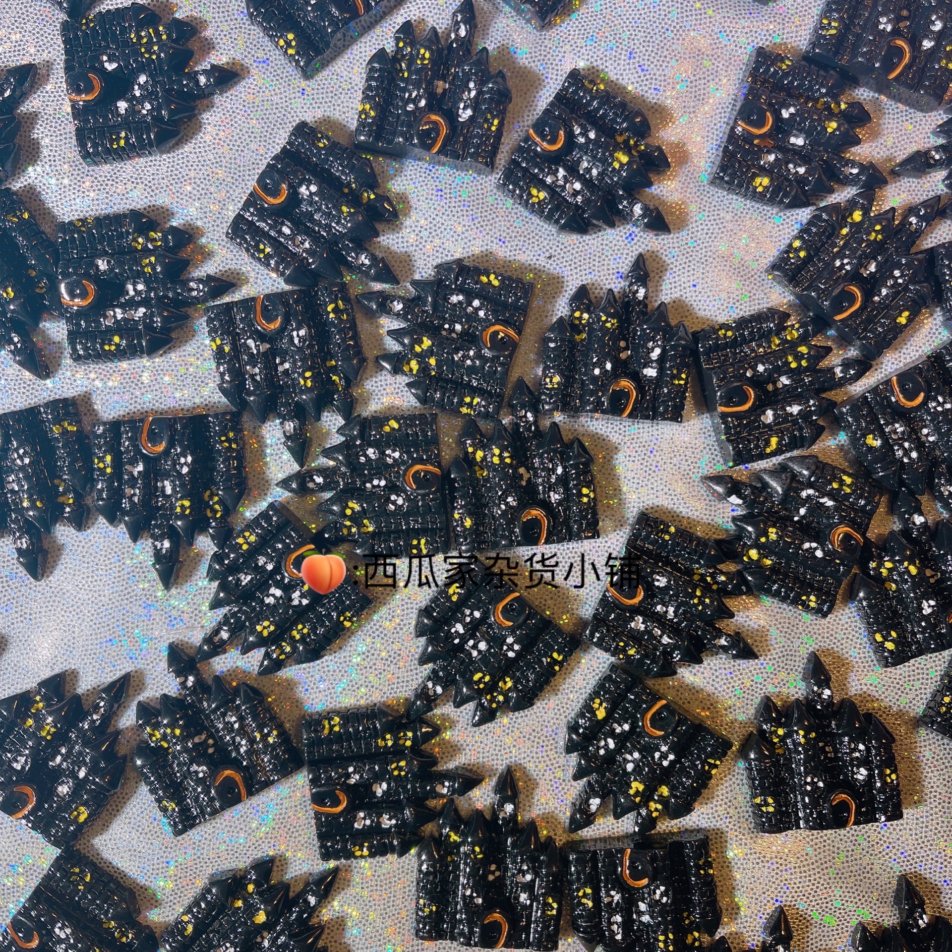 21年新款亮面城堡配件万圣节diy奶油胶手机壳网红材料镜子暗黑风