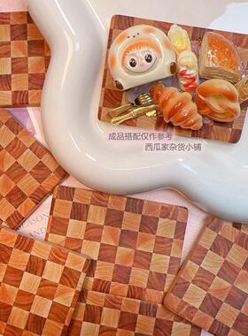 仿真食玩树脂配件格子木板马赛克底托diy手工冰箱贴材料场景素材