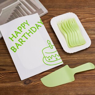 生日刀叉一次性蛋糕刀叉盘纸袋抹茶色刀叉盘蜡烛组合套装