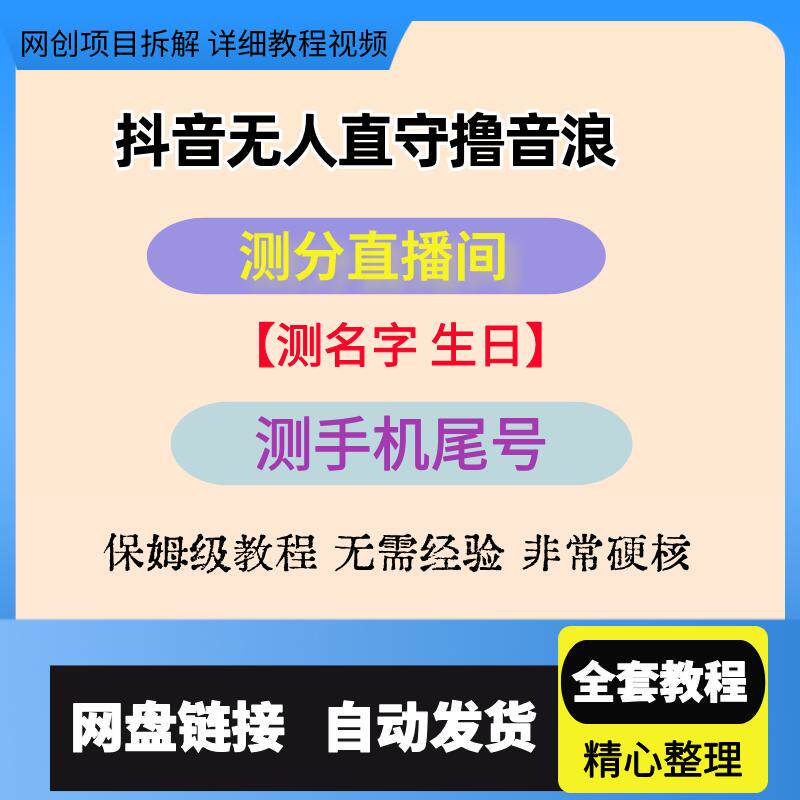 无人直播技术实战教程抖音撸音浪最新玩法名字生日尾号打分测分