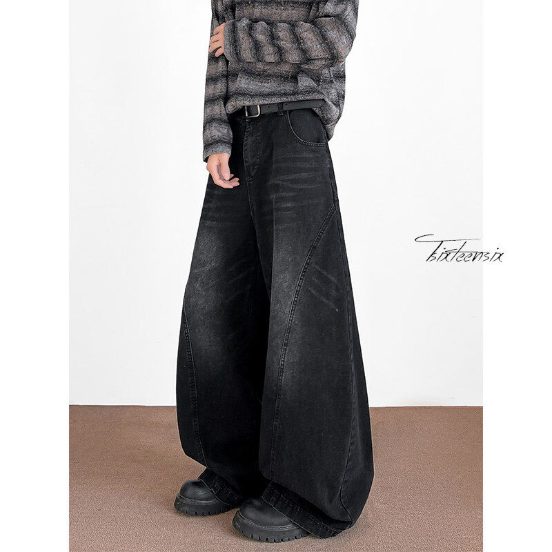 美式猫须弯刀牛仔裤男阔腿宽松垂感裤子A166-NA5J03-特P45控75