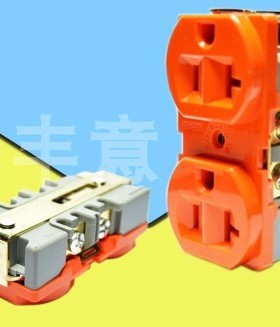 美式双联插座 美规两位6孔 橙色 带支架 美标电源板配件 SS-6B-2