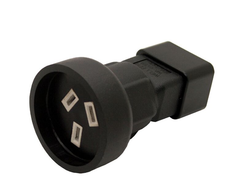 WA-0139灰色电源转换插头三横C19 16A插座UPS接口转国标3脚三项口