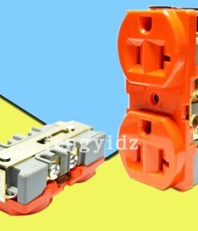 美式双联插座 美规两位6孔 橙色 带支架 美标电源板配件 SS-6B-2