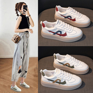 真皮小白鞋女2026春季新款透气德训女鞋爆款厚底运动休闲女款板鞋