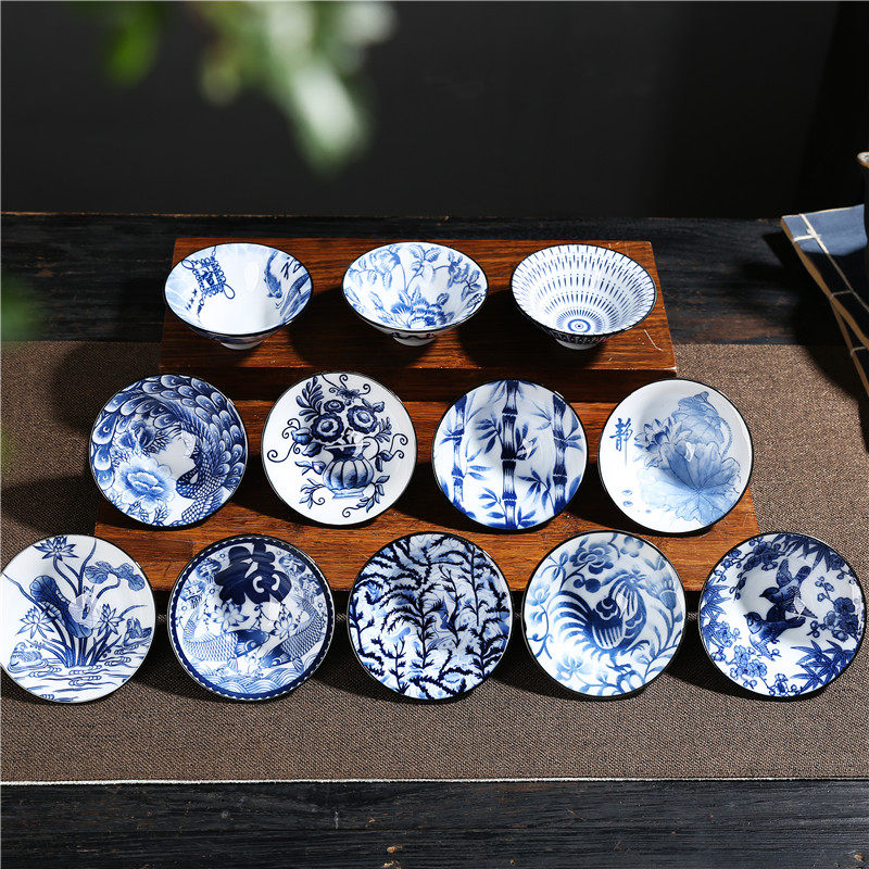 陶瓷酒杯青花斗笠1两创意家用古风喝酒杯子白酒杯小酒盅酒碗中式