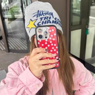 STU帽子提花街头潮流星星针织毛线冷帽秋冬保暖包头男女情侣美潮